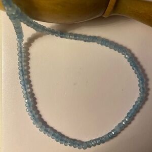 Natural 3*4mm Aquamarine Gemstone Beaded Necklace